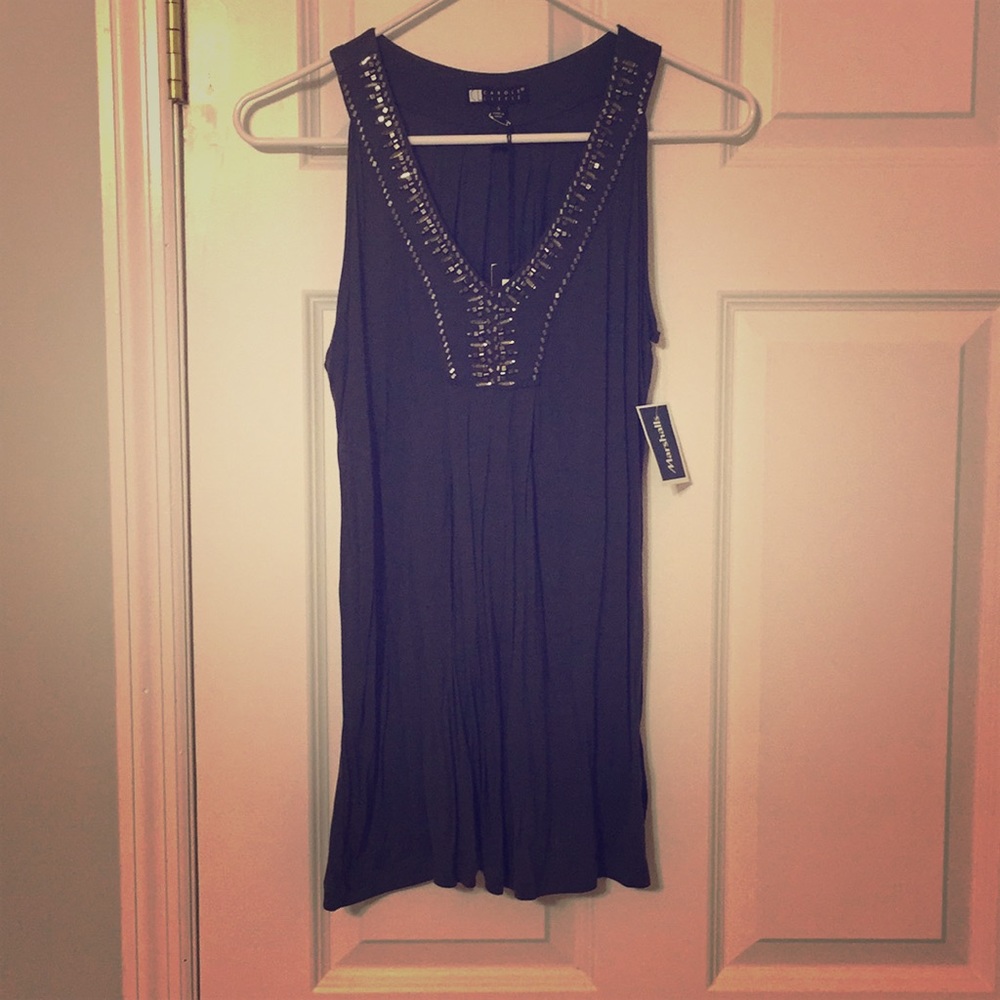 Carole Little grey shirt with studs